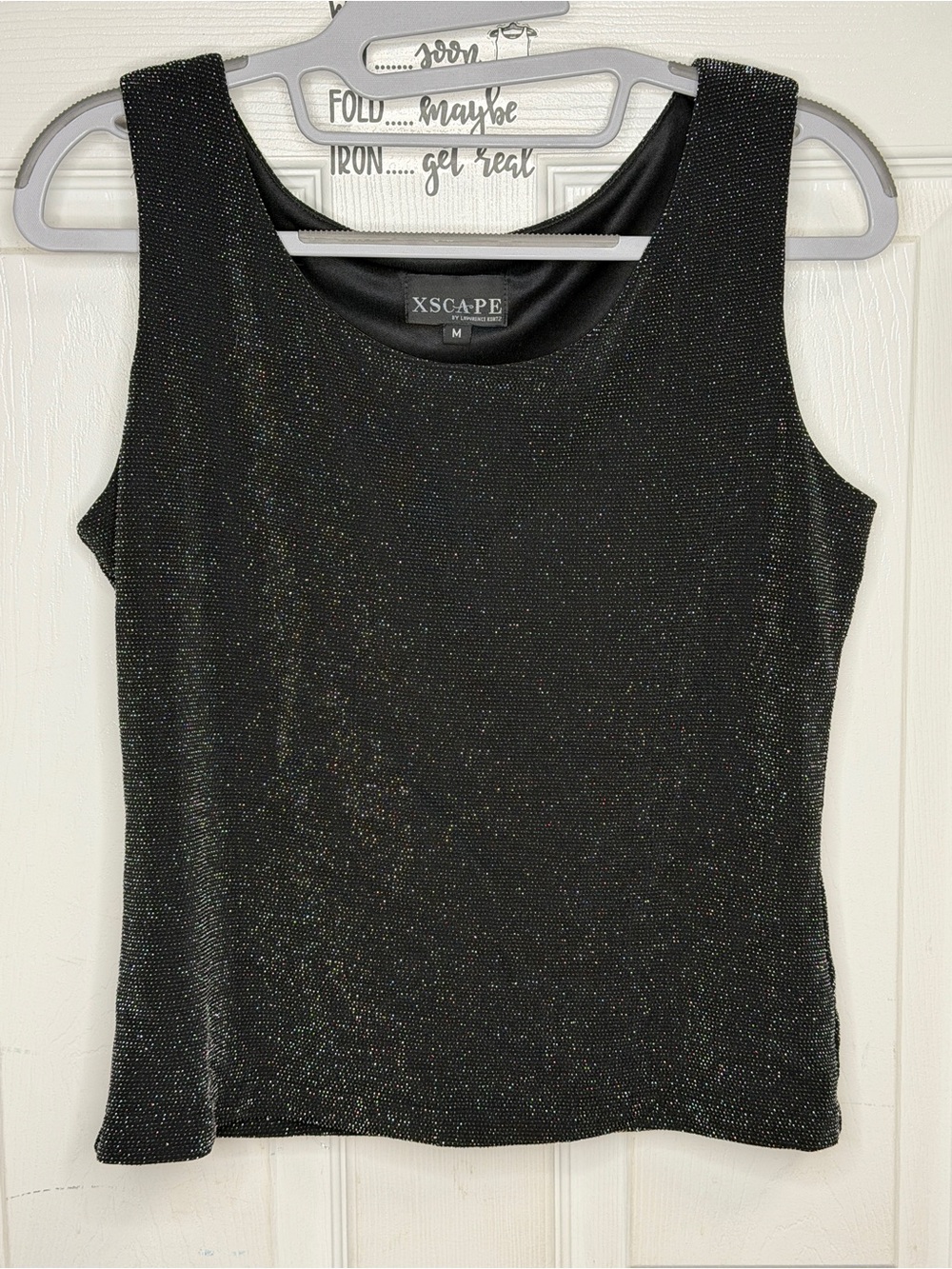 Xscape Black Metallic Sparkle Tank Top